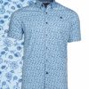 Big & Tall - Short Sleeve Floral Print Shirt - Sky Blue - Sky Blue