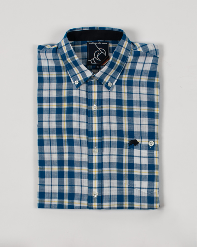 Big & Tall Short Sleeve Check Shirt - Mid Blue - Mid Blue