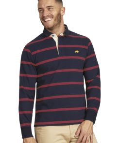 Big & Tall Long Sleeve Stripe Rugby - Claret - Claret