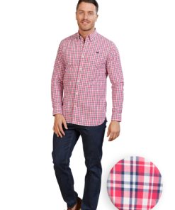 Big & Tall Long Sleeve Multi Check Shirt - Vivid Pink - Vivid Pink
