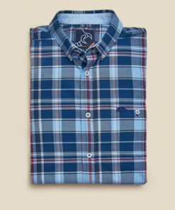 Big & Tall Long Sleeve Overcheck Oxford Shirt - Mid Blue - Mid Blue