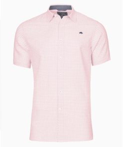 Big & Tall Short Sleeve Linen Look Gingham Shirt - Pink - Pink