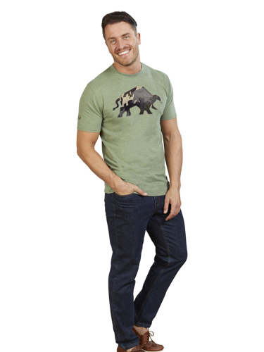 Big & Tall Camo Bull T-Shirt - Green - 6XL