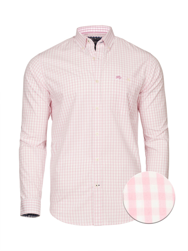 Big & Tall Long Sleeve Signature Gingham Shirt - Pink - Pink