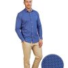Big & Tall Long Sleeve Polka Dot Print Shirt - Mid Blue - Mid Blue