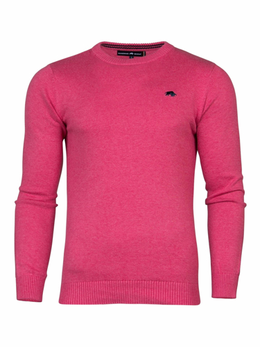 Big & Tall Crew Neck Cotton/Cashmere Knit - Pink - Pink