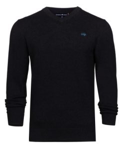 Big & Tall V-Neck Cotton/Cashmere Knit - Black - Black