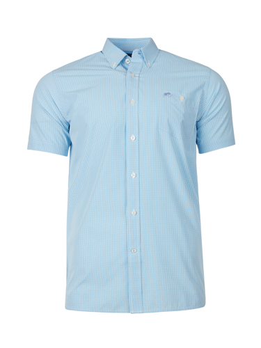 Big & Tall Short Sleeve Gingham Shirt - Sky Blue - Sky Blue