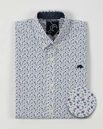 Big & Tall Long Sleeve Micro Floral Shirt - Purple - Purple