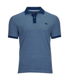 Big & Tall Two Tone Pique Polo - Mid Blue - Mid Blue