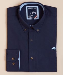Big & Tall Long Sleeve Signature Oxford Shirt - Navy - Navy
