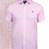Big & Tall - Short Sleeve Gingham Dobby Shirt - Pink - Pink
