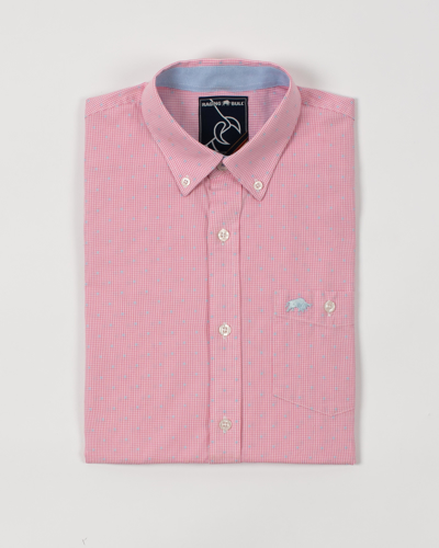 Big & Tall Short Sleeve Gingham Dobby Shirt - Pink - Pink