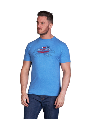 Big & Tall Slash Bull T-Shirt - Mid Blue - Mid Blue