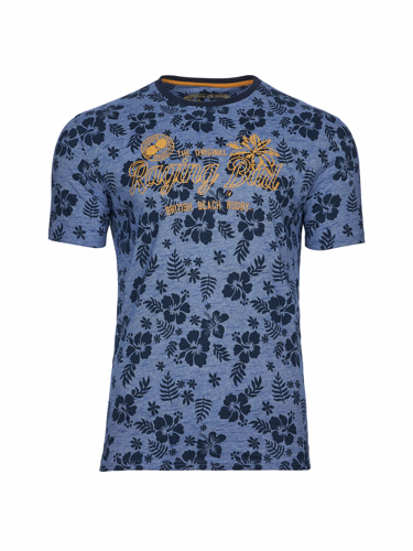 Big & Tall Pattern Print T-Shirt - Mid Blue - Mid Blue